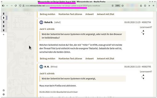 Screenshot eines Forenbeitrags auf mikrocontroller.net
