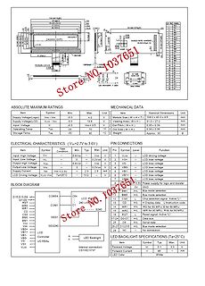 Datenblatt eines LCD-Moduls mit technischen Spezifikationen