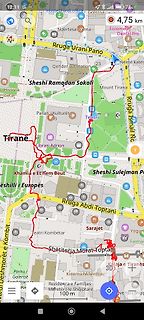 Google Maps Ausschnitt von Tirana