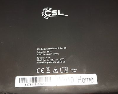 Typenschild eines CSL-Computers