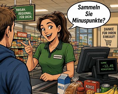 Comic-Meme einer Kassiererin