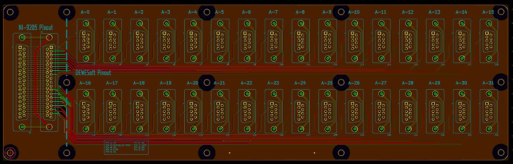 PCB-Layout einer Leiterplatte mit Pinout-Beschriftung