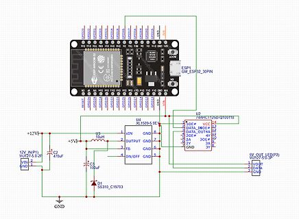 Schaltplan mit ESP-WROOM-32 und Spannungsregler