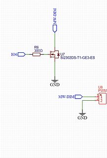 Schaltplanausschnitt mit MOSFET und Widerstand