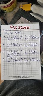 Handschriftliche Messwerte auf Millimeterpapier