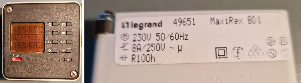 Legrand MaxiRex BD1 Typenschild und Display