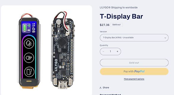 Produktseite T-Display Bar von LILYGO