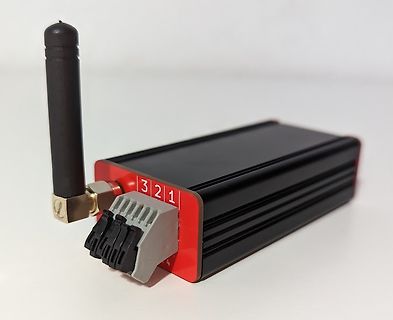 Funkmodul mit Antenne und Anschlüssen