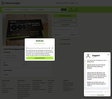 Screenshot einer Kleinanzeigen-Anzeige für eine ASUS Grafikkarte