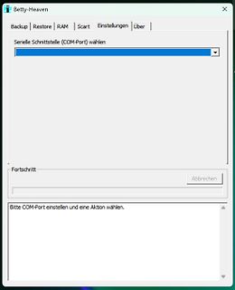 Software-Fenster Betty-Heaven mit COM-Port Auswahl