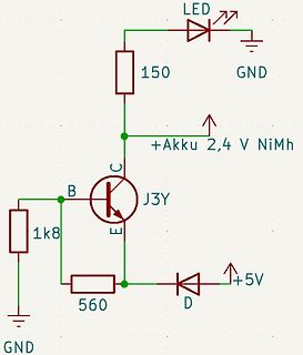 Schaltplan mit Transistor, LED und Widerständen