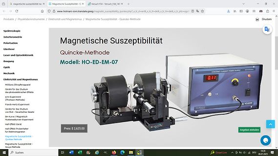 Website der Holmarc Quincke-Methode zur magnetischen Suszeptibilität