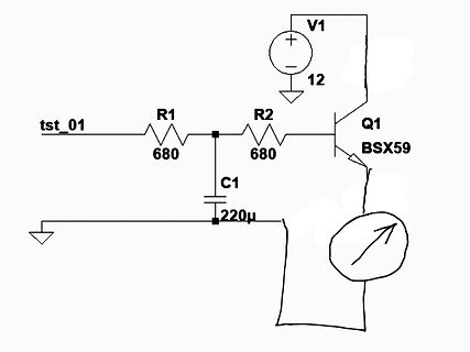 Schaltplan mit Transistor und Kondensator