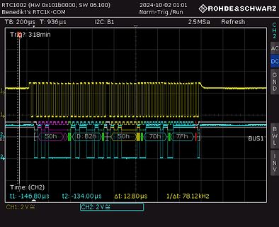 Oszilloskop-Screenshot eines digitalen Signals