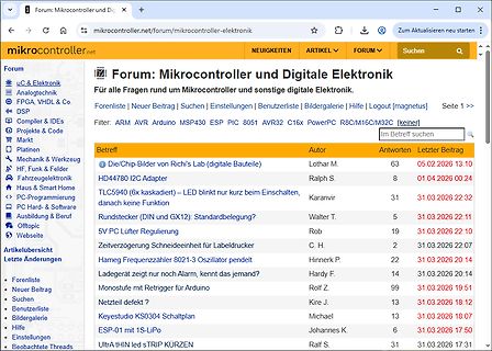 Screenshot eines deutschsprachigen Elektronik-Forums