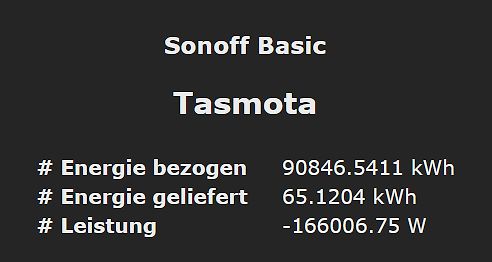 Tasmota Messwerte eines Sonoff Basic