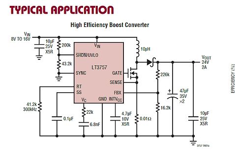Schaltplan eines High Efficiency Boost Converters
