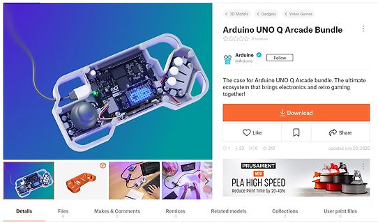Webseite für Arduino UNO Q Arcade Bundle 3D-Modell