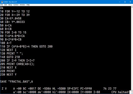 Tera Term VT Terminal mit BASIC-Programmcode