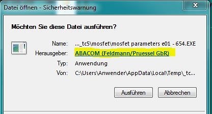 Windows Sicherheitswarnung beim Ausführen einer Datei