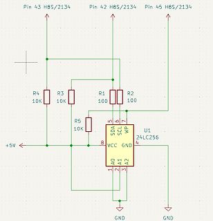 Schaltplan eines 24LC256 EEPROM mit Pull-up Widerständen