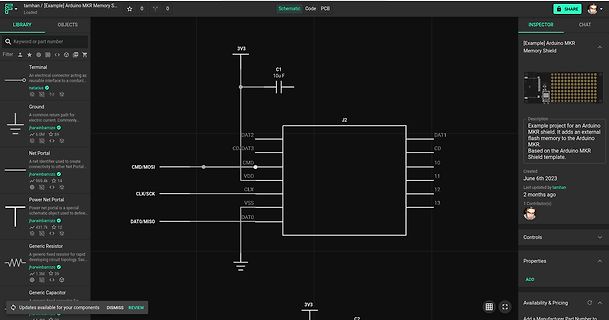 Schaltplan eines Arduino MKR Memory Shields