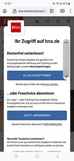 Screenshot einer Paywall auf einer Webseite