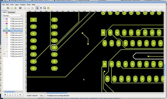 Ausschnitt eines PCB-Layouts in einer CAD-Software