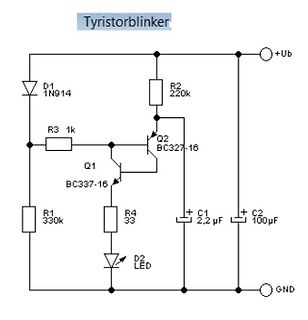 Schaltplan eines Thyristorblinkers