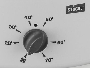 Drehregler eines Stockli-Geräts mit Temperaturanzeige
