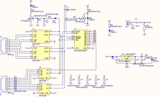 Elektronischer Schaltplan mit Logikbausteinen und Spannungsregler