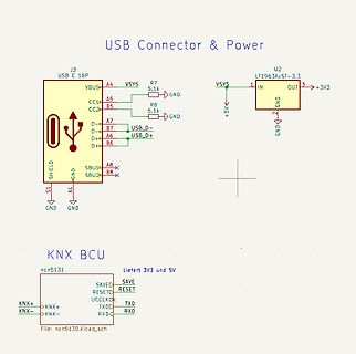 Schaltplan USB-Anschluss und KNX-BCU