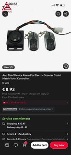 AliExpress Produktseite für Diebstahlschutz-Alarm
