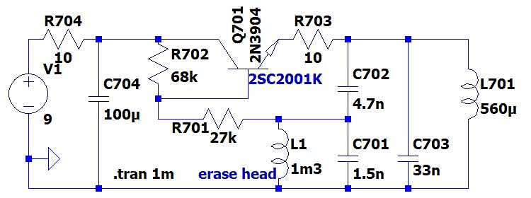 Schaltplan einer Schaltung mit Transistor und Spule