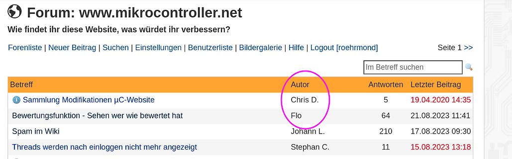 Ausschnitt eines Internetforums