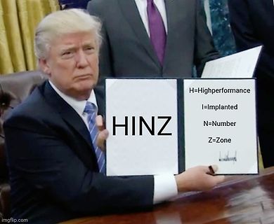 Meme mit Donald Trump und HINZ Akronym