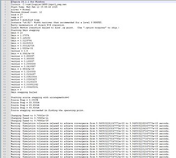 LTspice Simulationsfehlermeldung