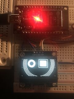 Mikrocontroller und OLED-Display auf Breadboard