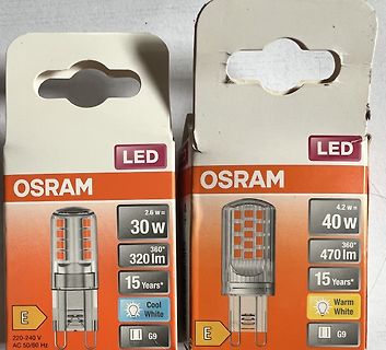 Zwei Packungen Osram LED-Leuchtmittel G9