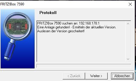 Fehlermeldung FRITZ!Box 7590 Protokoll