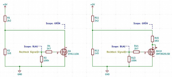 Zwei Schaltpläne von MOSFET-Schaltungen