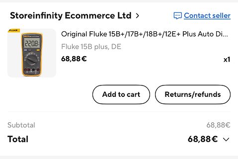 Screenshot eines Online-Shops für ein Fluke Multimeter