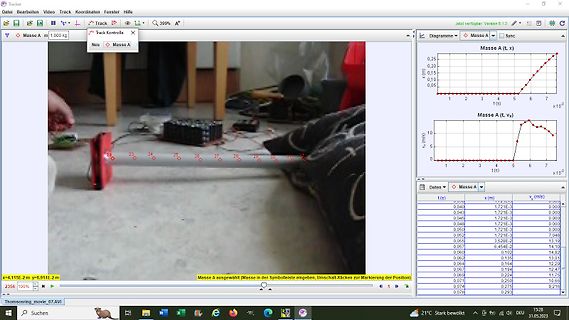 Tracker Software mit Video und Diagrammen