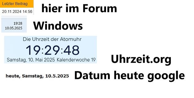 Textcollage mit Datums- und Zeitangaben