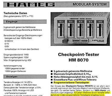 Datenblatt des Checkpoint-Testers HM 8070