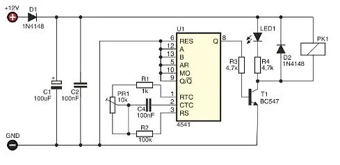 Schaltplan mit IC 4541 und Transistor