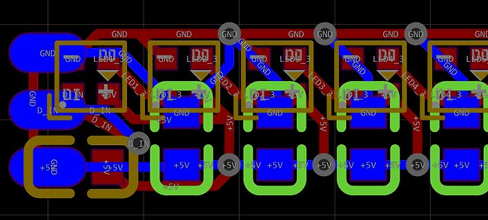 Ausschnitt eines Leiterplatten-Layouts mit LEDs