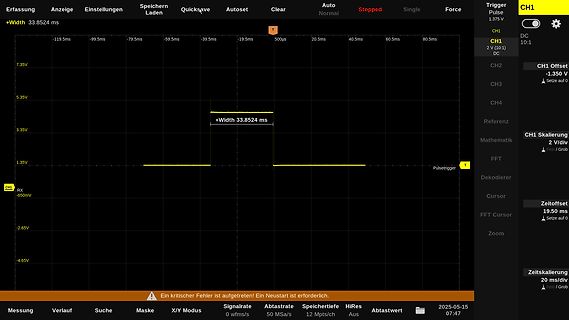 Oszilloskop Messung eines Pulses