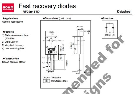 Datenblatt für RF2001T3D Fast Recovery Dioden