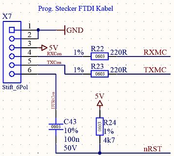 Schaltplan eines FTDI-Programmierstecker-Kabels